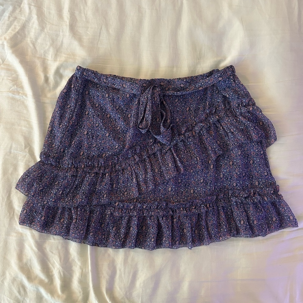 American Eagle Floral Blue Ruffle Skirt size xxl